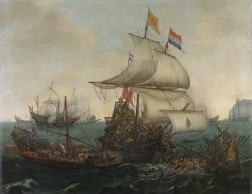 Hollandse schepen overvaren Spaanse galeien bij Calais, 3 oktober 1602