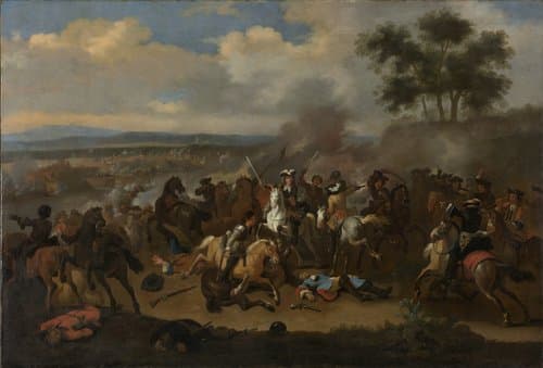 De slag aan de Boyne (Ierland) tussen Jacobus II en Willem III, 12 juli 1690