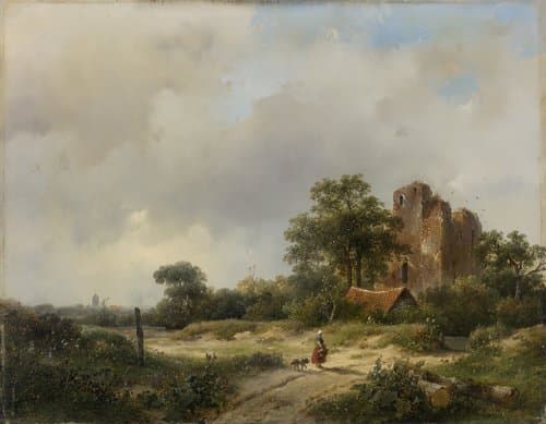 Landschap met de ruïne van kasteel Brederode te Santpoort