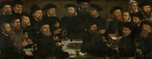 Maaltijd van achttien Amsterdamse schutters van Rot L, 1566, bekend als 'De poseters'.