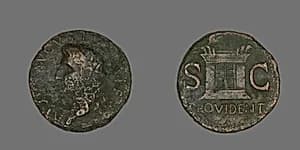As (Coin) Portraying Emperor Augustus by Ancient Roman
