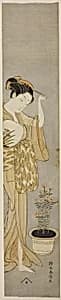 Beauty Adjusting her Hairpin by Suzuki Harunobu