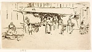 Booth, Market Place, Loches by James McNeill Whistler