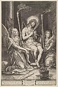 Christ on the Cold Stone with Two Angels by Jacob Matham