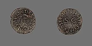 Coin Depicting Hand with Scales by Ancient Roman