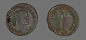 Coin Portraying Emperor Galerius by Ancient Roman