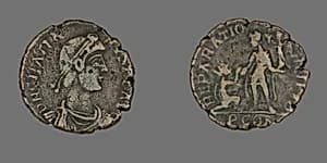 Coin Portraying Emperor Gratian by Ancient Roman