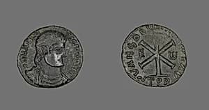 Coin Portraying Emperor Magnentius by Ancient Roman