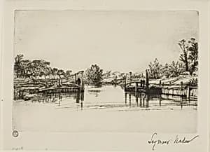 Egham Lock by Francis Seymour Haden