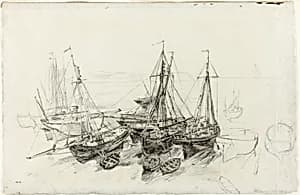 Fishing Boats at Granville by Théodore Rousseau