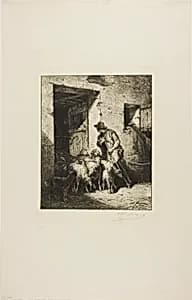 Letting the Sheep Out by Charles Émile Jacque