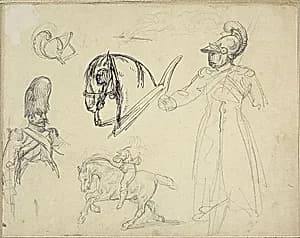 Sketches of Horses and Soldiers by Jean Louis André Théodore Géricault