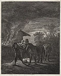 The Robbery of Horses, A Moonlight Scene by Cornelis Visscher