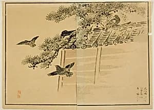 Three Kinds of Birds by a Wall by Unknown