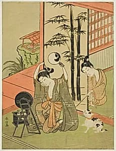 Tickling her foot by Suzuki Harunobu