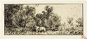 Two Horses in a Wood by Charles Émile Jacque