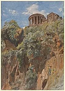 View of the Temple of Vesta in Tivoli by Louis Français