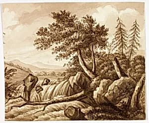 Waterfall in Rocky Landscape by Octavius Oakley