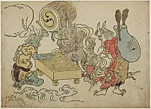 Wind and Thunder God Playing Go by Unknown