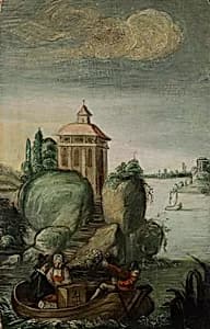 Seelandschaft mit Ruderboot by Nordalpiner Maler