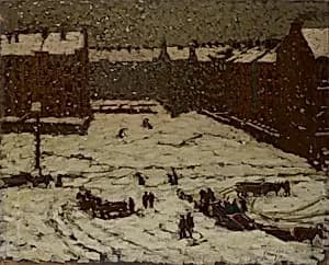 Vorstadt im Schneewetter