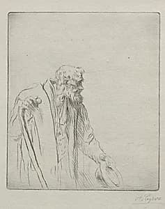 A Beggar by Alphonse Legros (French, 1837–1911)