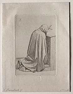 A Praying Monk by Johann Friedrich Overbeck (German, 1789–1869)