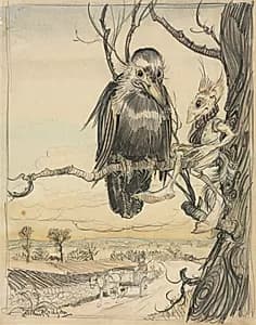 A Squirrel and a Crow by Arthur Rackham (British, 1867–1939)