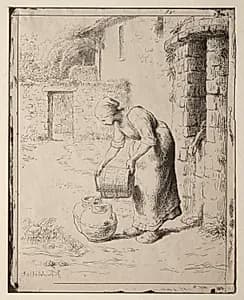 A Woman Emptying a Bucket by Jean-François Millet (French, 1814–1875)
