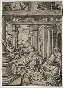 Adoration of the Shepherd by Frans Crabbe van Esplegem (Flemish, c. 1480–1552)