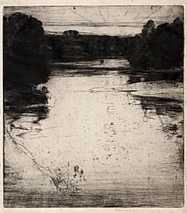 Afterglow on the Findhorn by David Young Cameron (British, 1865–1945)