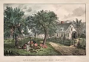 American Homestead, Autumn by James Merritt Ives (American, 1824–1895)