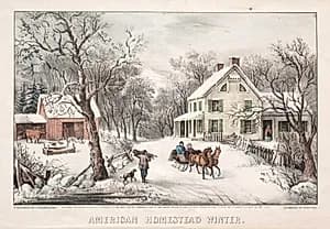 American Homestead, Winter by James Merritt Ives (American, 1824–1895)
