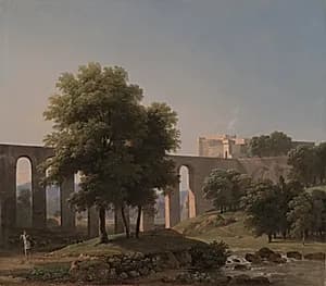 An Aqueduct Near a Fortress by Jean-Victor Bertin (French, 1767–1842)