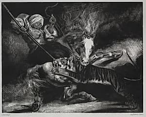 An Attack by a Tiger by Louis Candide Boulanger (French, 1806–1867)