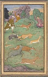 Antelope and deer hunt by Govardhan (Indian, active c.1596–1645)