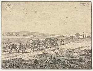 August: Landscape with Wagons by Pieter Molyn (Dutch, 1595–1661)