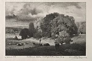 Autumn Oaks by Timothy Cole (American, 1852–1931)