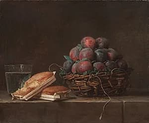 Basket of Plums by Anne Vallayer-Coster (French, 1744–1818)