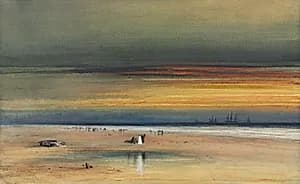 Beach Scene at Sunset by James Hamilton (American, 1819–1878)