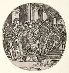 Beheading of Saint Catherine by Domenico Campagnola (Italian, 1500–1564)