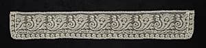 Bobbin Lace Cap Piece (?) by Unknown Artist