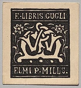 Bookplate: Elmi P. Mills by Charles Samuel Keene (British, 1823–1891)