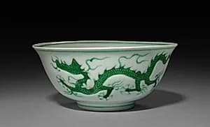 Bowl with Dragons in Waves by Unknown Artist