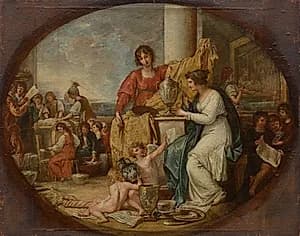 British Manufactory; A Sketch by Benjamin West (American, 1738–1820)