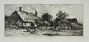 Burgundian Cottages by Charles-Émile Jacque (French, 1813–1894)
