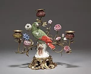 Candelabras with Parrots by Meissen Porcelain Factory (German, est. c. 1710)
