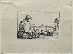 Caprices:  Seated Beggar by Stefano Della Bella (Italian, 1610–1664)