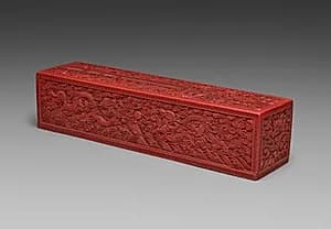Carved Lacquer Scroll Box by Unknown Artist