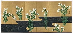 Chrysanthemums by a Stream by Ogata Kōrin (Japanese, 1658–1716)